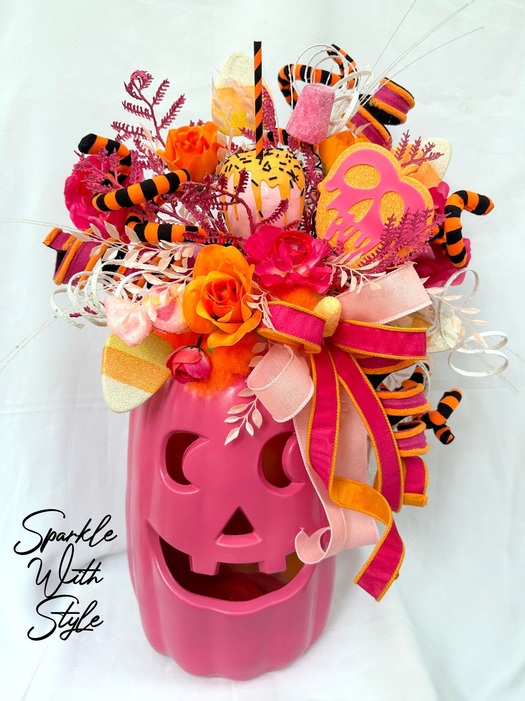 Light up Halloween Decor Pumpkin Decor Jackolantern Arrangement