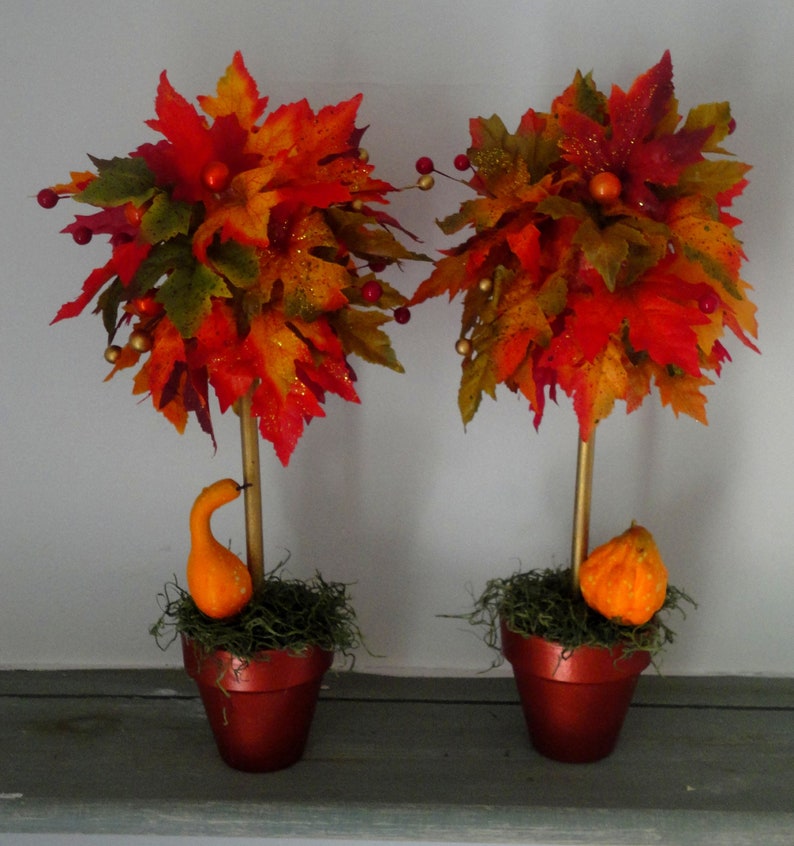 SET OF 2 Fall Topiaries Fall Centerpiece Fall Decoration Etsy