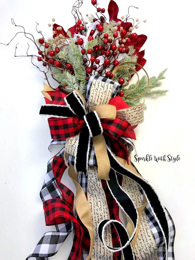 Buffalo Plaid Christmas Tree Topper Tree Topper Bow Etsy