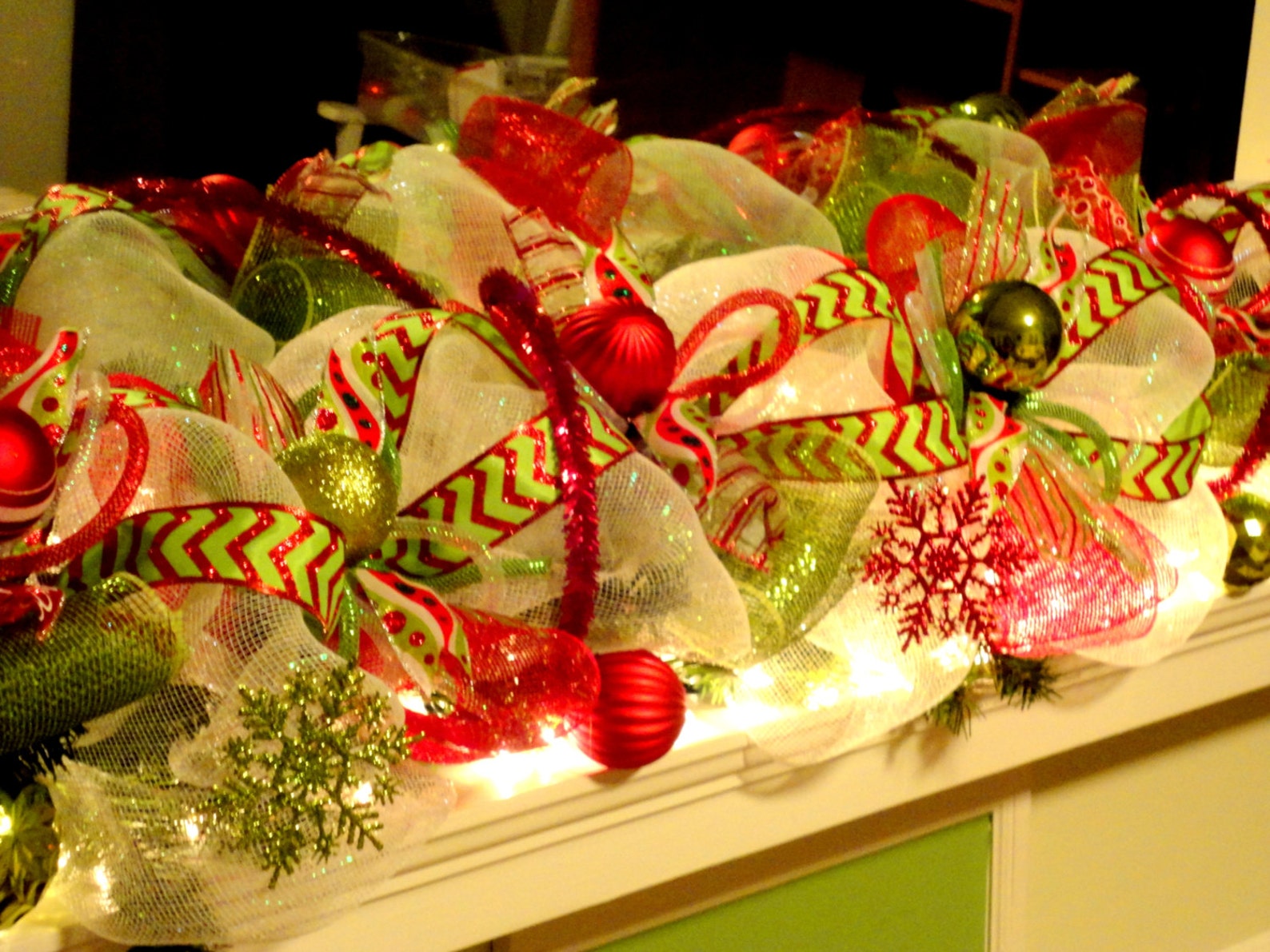 Deco Mesh Garland Christmas Garland Mesh Christmas Garland Etsy