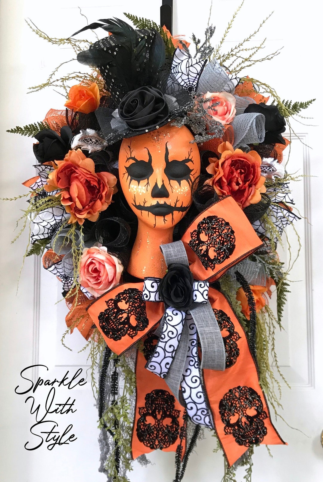 Halloween Wreath for Front Door Halloween Decor Wreath for - Etsy