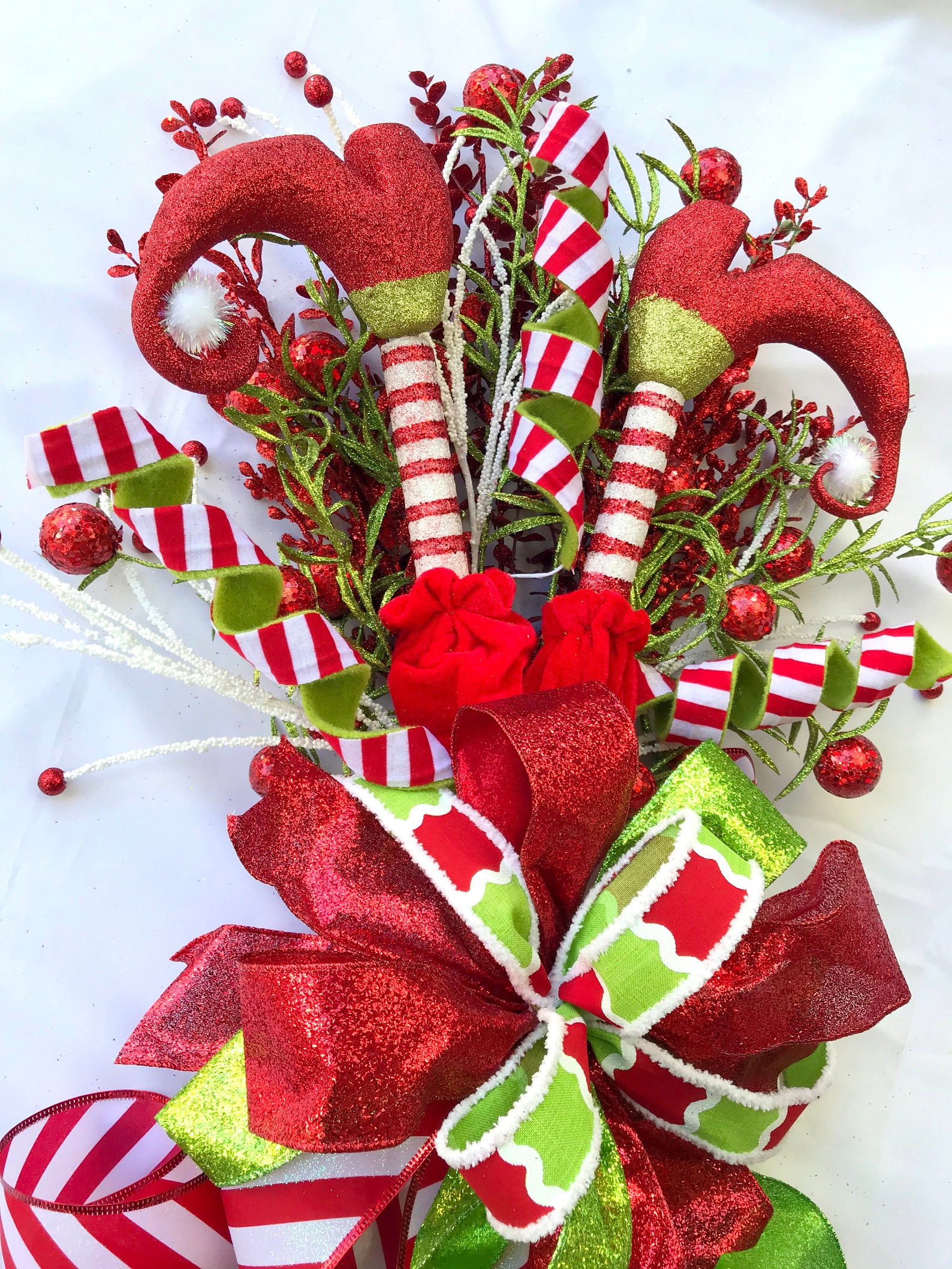 Elf Christmas Tree Topper Tree Topper Bow Elf Centerpiece Etsy