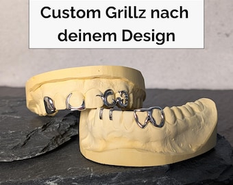 Custom Chrome Grillz nach Wunsch | Dein Eigenes Design Zeichnen und Gestalten | Maßgefertigte Grillz Silber Einzelzahn oder mehrere Zähne
