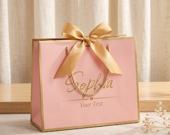 Custom Gift Bags with Bow,Personalized Bridesmaid Proposal Bag,Wedding Favor Bags with Name,Birthday Party Favor Bags,Thank You Bags