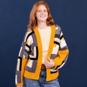 Breipatroon voor een patchwork vest (PDF), damesvest met verstevigde vierkante vlakken en kleurblokken, eenvoudig, borstomvang 28-62 inch.