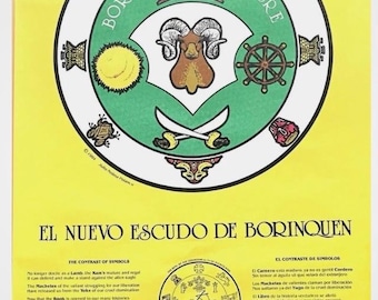 RARE Signed 1984 Puerto Rico Silkscreen Poster Signed By Julio Noboa Polanco New Shield Ready For Framing