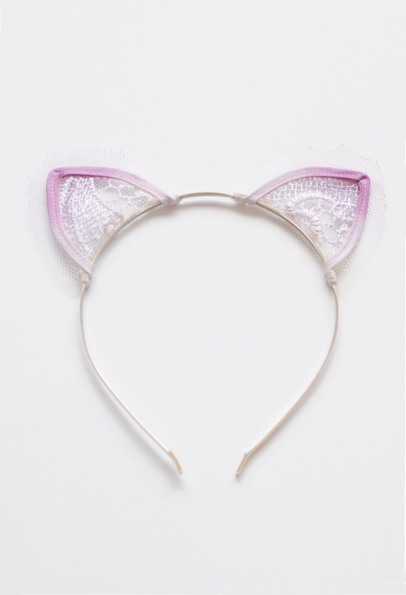 Ombre Pastel Lilac Dip Dye Guipure Lace Cat Ears Extremely Unique Ooak