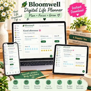 Bloomwell Family Planner webbapp, offline HTML-organisatör (direkt nedladdning)