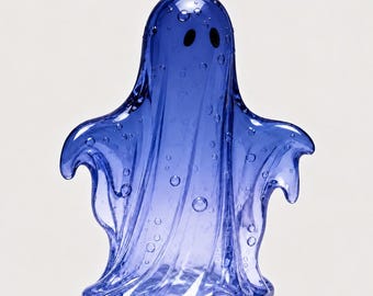 Figurine fantôme en verre soufflé à la main, décoration d'Halloween dégradée, objet de collection automnal effrayant (5 cm)