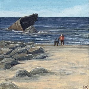 Sunset Beach Cape May New Jersey Petite Original Oil Painting
