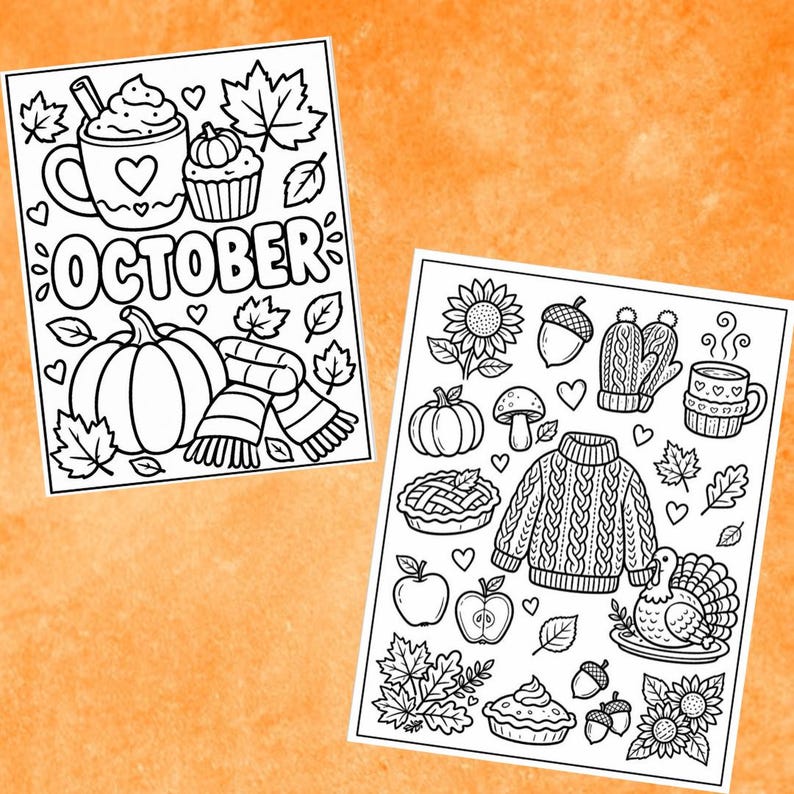 Fall Coloring Pages , Coloring Sheets , Autumn Coloring Book , Easy and ...