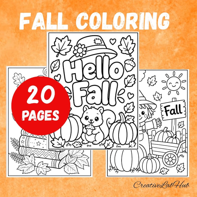 Fall Coloring Pages , Coloring Sheets , Autumn Coloring Book , Easy and ...