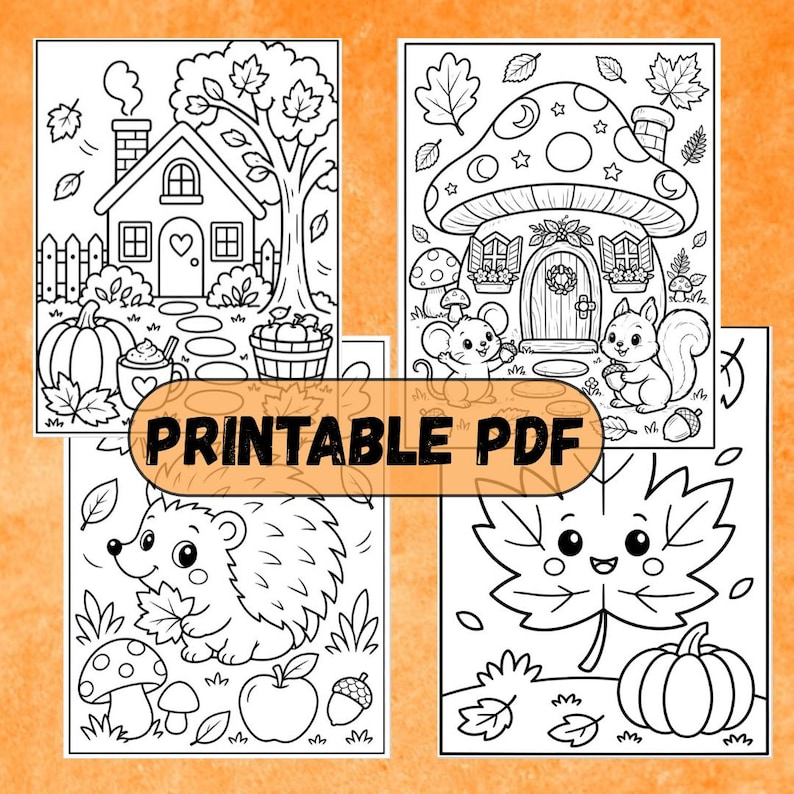 Fall Coloring Pages , Coloring Sheets , Autumn Coloring Book , Easy and ...