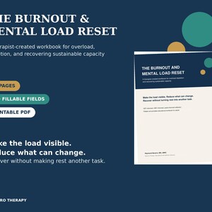 Burnout Recovery Workbook, Mental Load Reset, Fillable PDF for Overwhelm, Self Care Planner, Therapist-Created Tool image 1