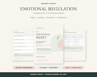 Emotional Regulation Workbook Kit for Adults: Fillable PDF, Coping Cards & Phone Guide