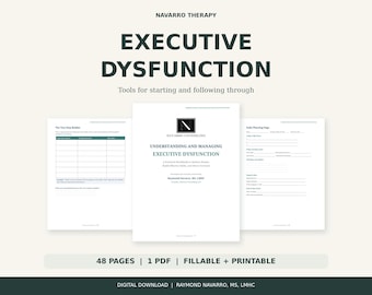 Executive Dysfunction Workbook for Adults | Fillable PDF Guide with Practical Coping Skills