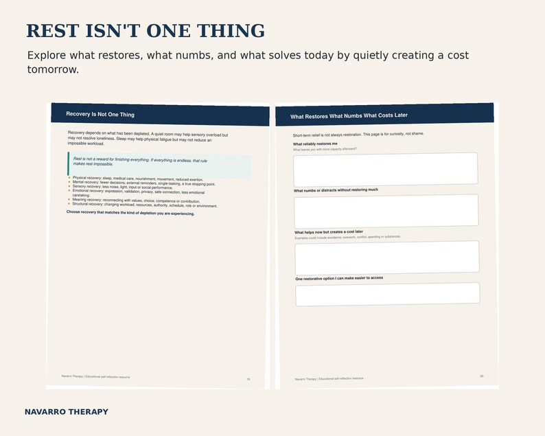 Burnout Recovery Workbook, Mental Load Reset, Fillable PDF for Overwhelm, Self Care Planner, Therapist-Created Tool image 6
