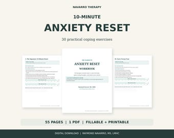 Anxiety Workbook for Adults | 10-Minute Coping Skills, Nervous System Regulation (Fillable PDF)