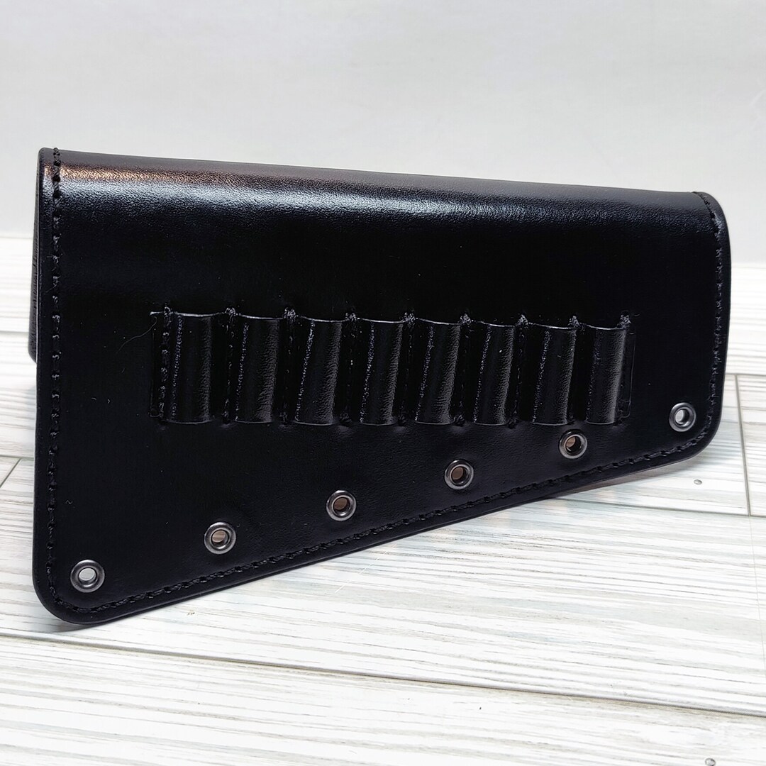 Custom Leather Buttstock Cover W Cartridge Holder Recoil Pad Cheek Pad
