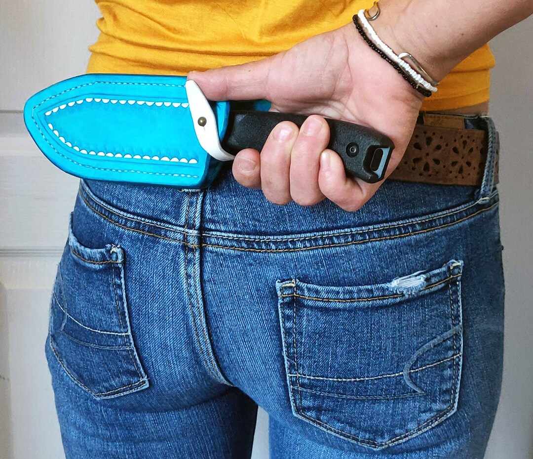 Horizontal Knife Sheath KABAR Outdoorsman Behind Back Carry Leather