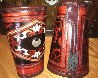 Duck Hunting Cowboy Cuff, Tooled Leather Archery Armguard Forearm Protector, Leather Cuff, Deer Hunting
