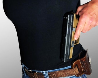 Open Carry Leather Holster, for 1911 Holster, GLOCK Holster, Springfield XD, Beretta M9, Sig Sauer Holster, Hand Made USA