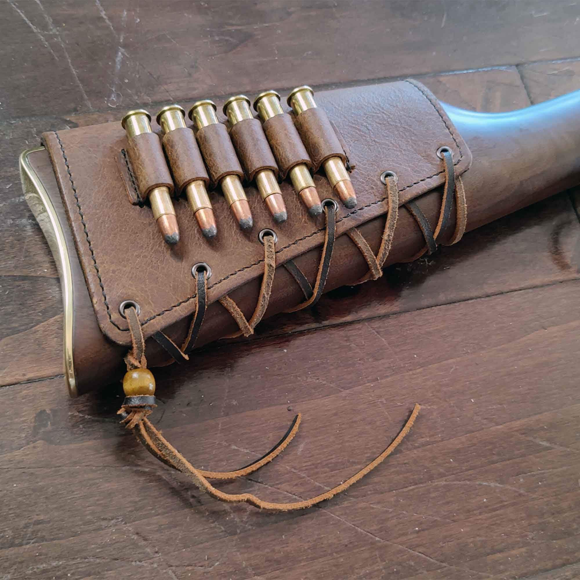 Rustic Leather Buttstock Cover W Cartridge Holder Fits Etsy Canada