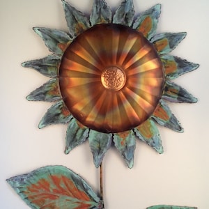 Sunflower Decor 18"x11",Copper Sunflower,Wall Art Decor,Outdoor Decor,Wall Hangings,French Country Decor,Farmhouse Decor,Rustic Design