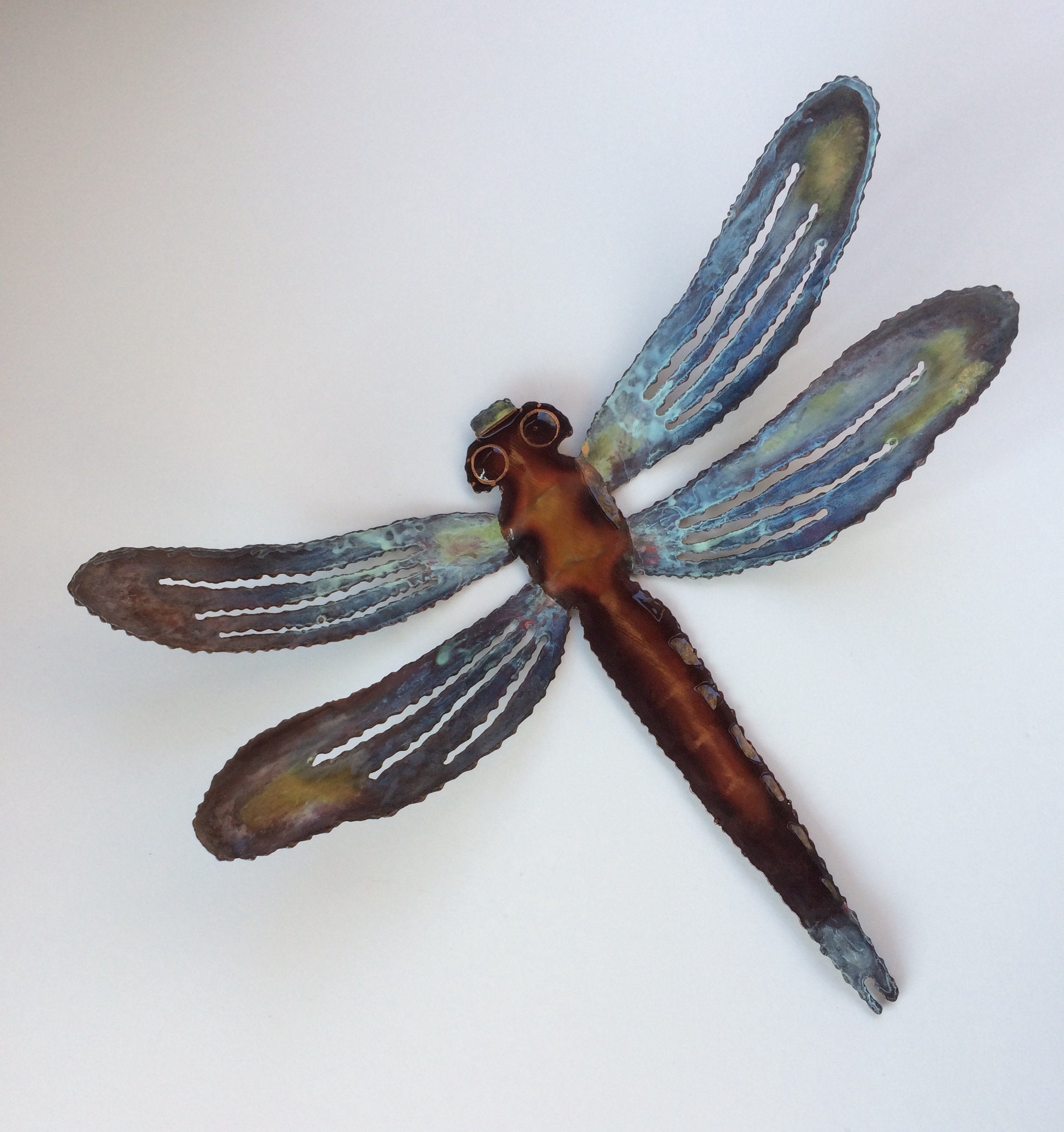 Dragonfly sculpture metal artist US hanging barbed wire art western decor wall 