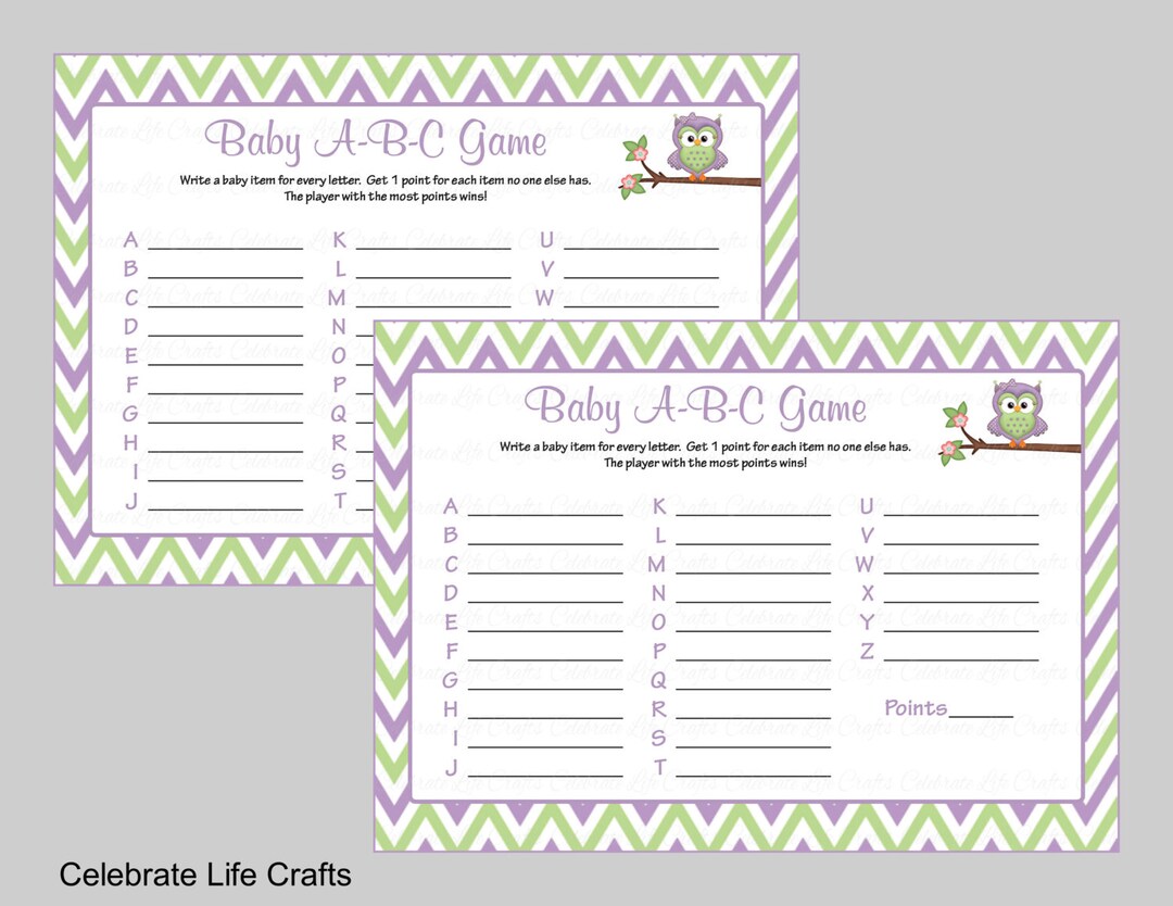 Baby ABC Game Baby Shower Game - Printable Baby Shower Games - Baby ...