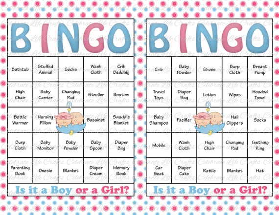 60 Baby Shower Bingo Cards Printable Party Gender Reveal Etsy