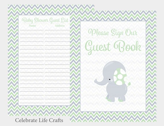 Baby Shower Guest Book Sign And Guest List Printable Guest Book Set