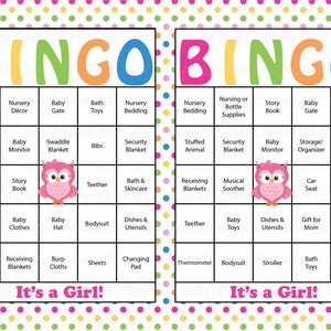 60 Owl Baby Shower Bingo Cards 60 Prefilled Bingo Cards - Etsy
