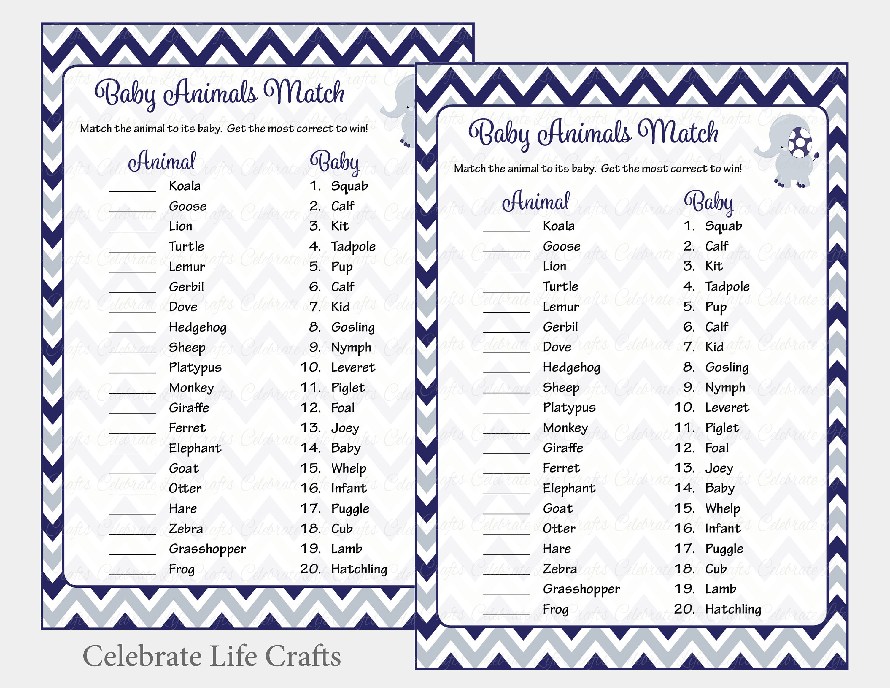 Elephant Baby Shower Bingo Cards Game Light blue gray Chevron Instant Download Boy Elephant Baby Shower Bingo Cards Game Light blue gray Chevron Instant Download Boy