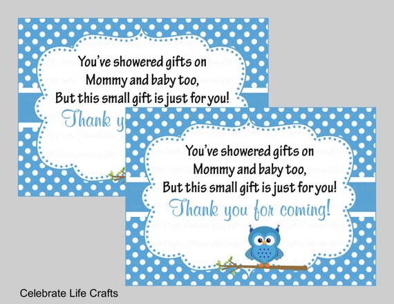 Owl Baby Shower Thank You Favor Tags - Printable Baby Shower Favor Labels - Owl Baby Shower Theme -Blue Polka Dots B2011 Il_570xn