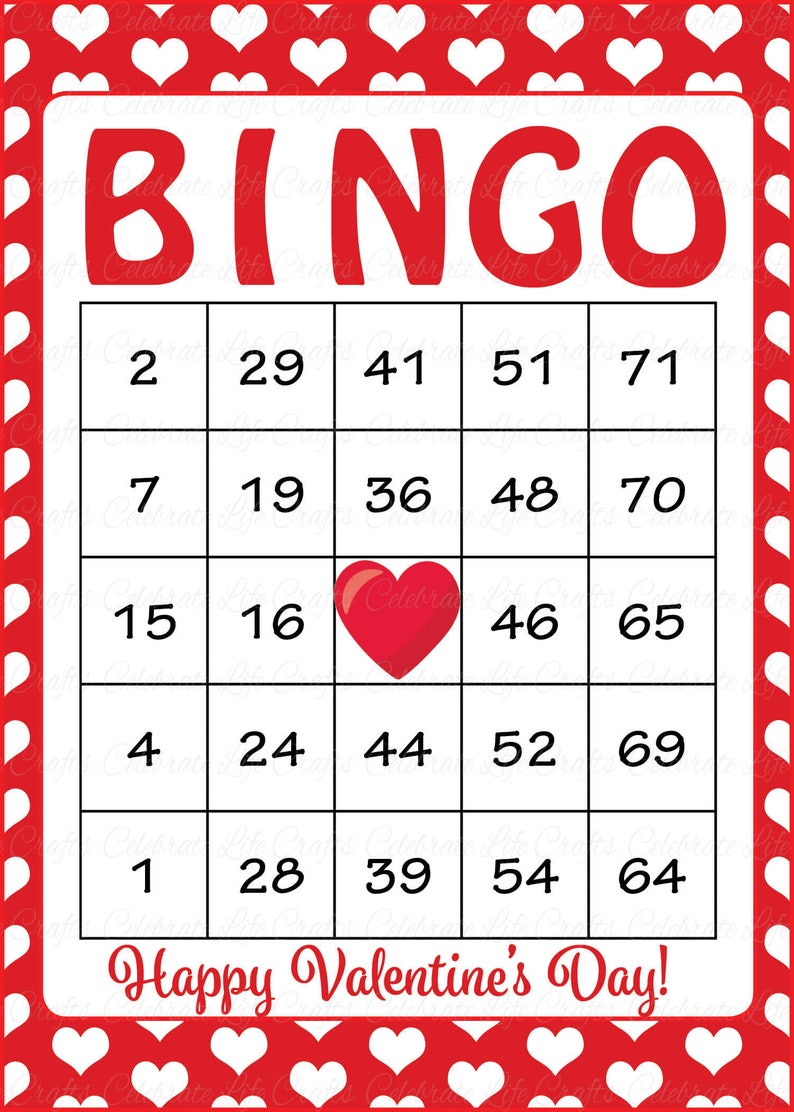 100 Valentines Bingo Cards Printable Valentine Bingo Cards | Etsy