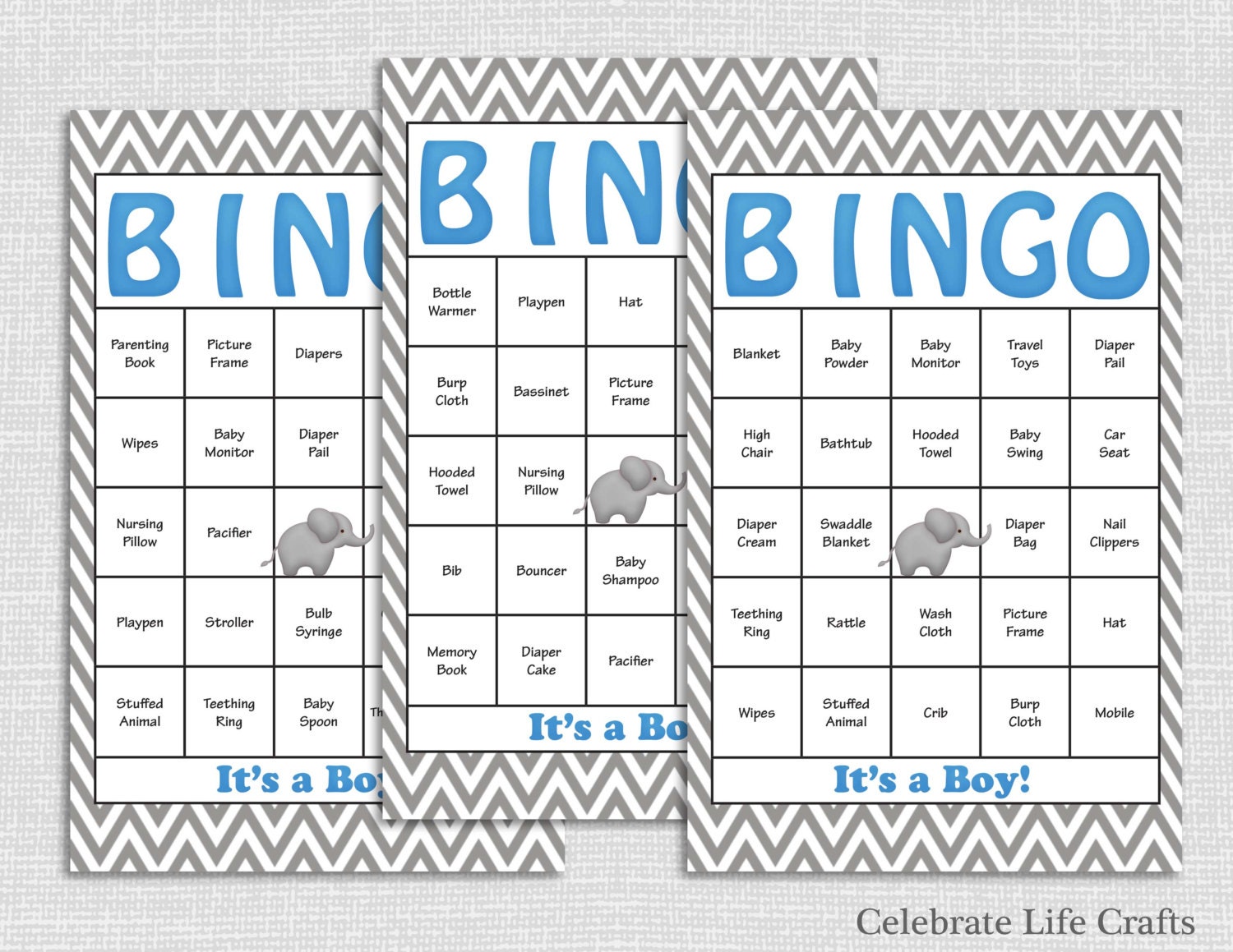 30 Baby Shower Bingo Cards Printable Party Baby Boy | Etsy