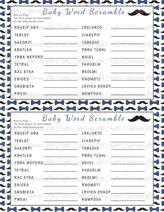 baby shower word scramble game printable baby shower games