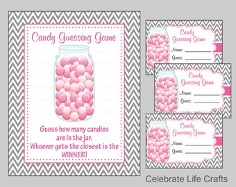 Baby Shower Printable Game Candy Bottle Guessing Game Sign and Tags ...