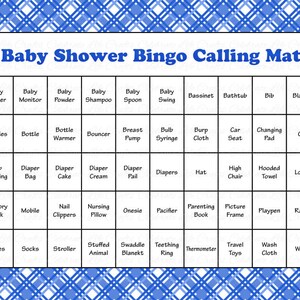 60 Baby Shower Bingo Cards Printable Party Baby Boy Instant Download Blue Plaid Baby Shower Gift Bingo B068 image 2