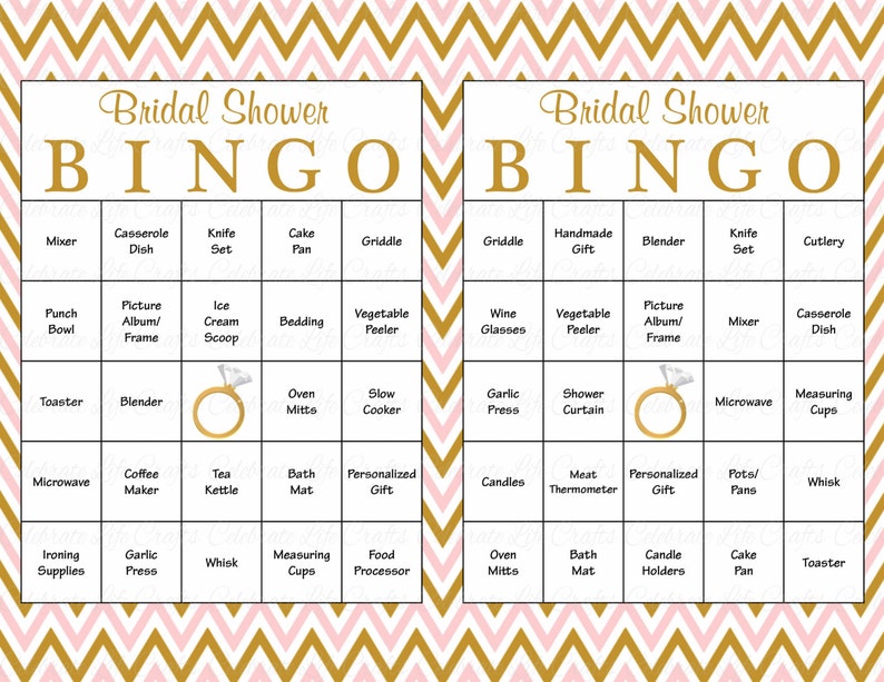 60 Bridal Bingo Cards Blank & 60 Prefilled Cards Printable Bridal