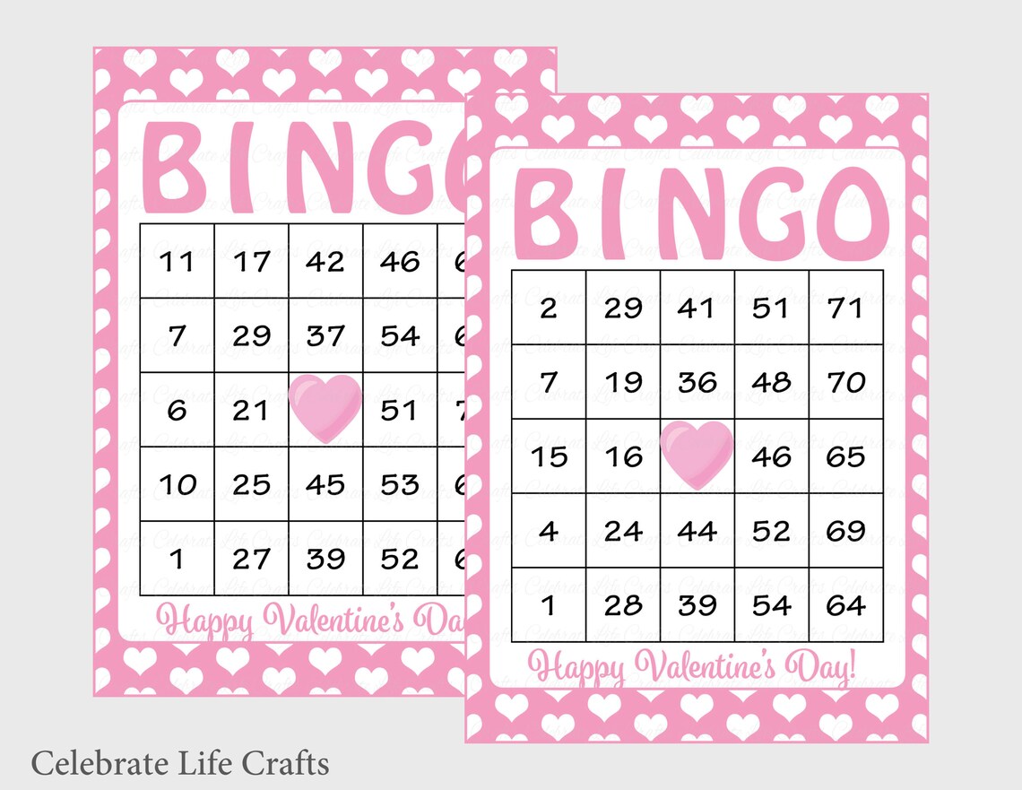 30 Valentines Bingo Cards Printable Valentine Bingo Cards Etsy