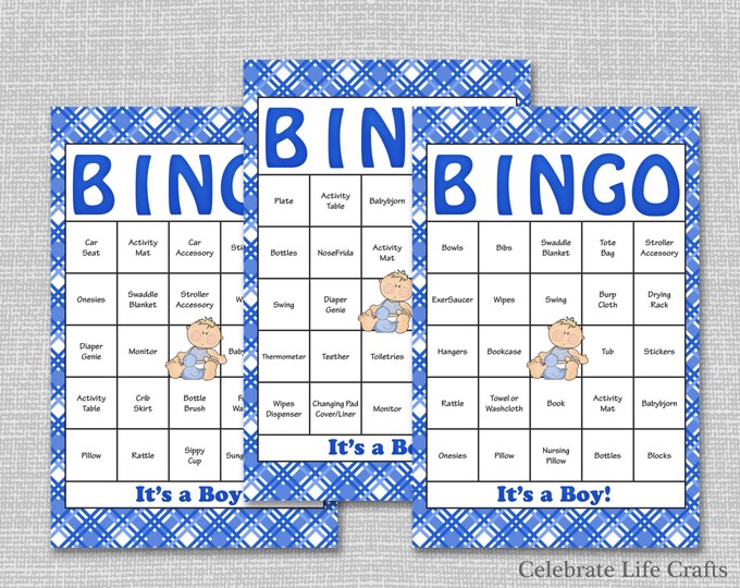 30 Baby Shower Bingo Cards Printable Party Baby Boy Instant Download