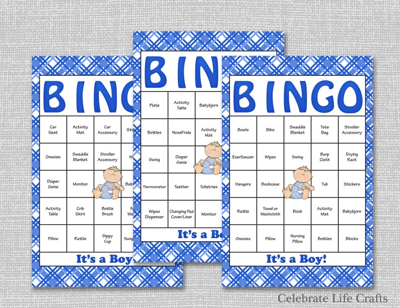 30 Baby Shower Bingo Cards Printable Party Baby Boy Etsy