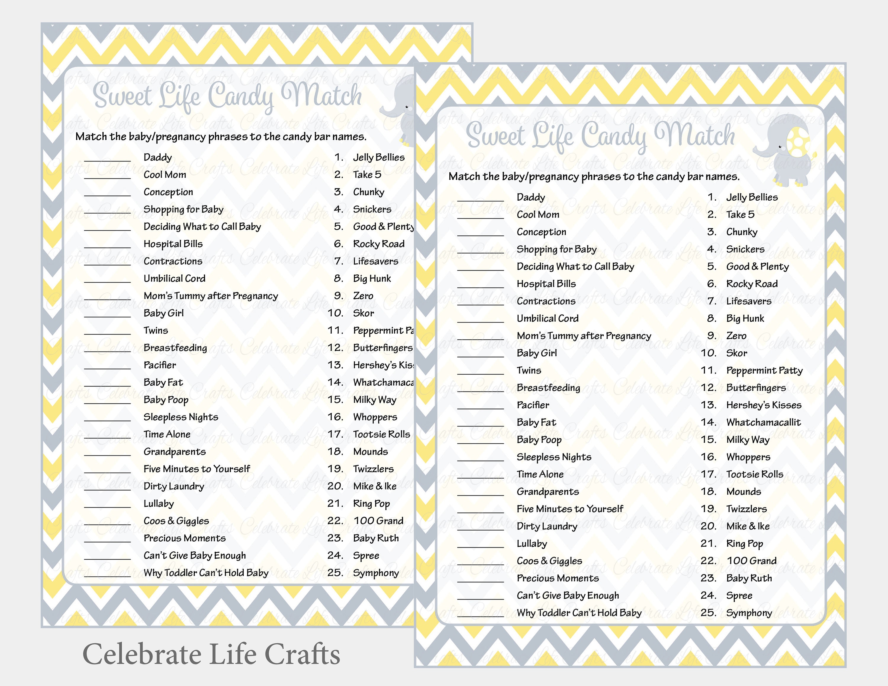 Sweet Life Candy Match Baby Shower Game - Forest Animals Woodland
