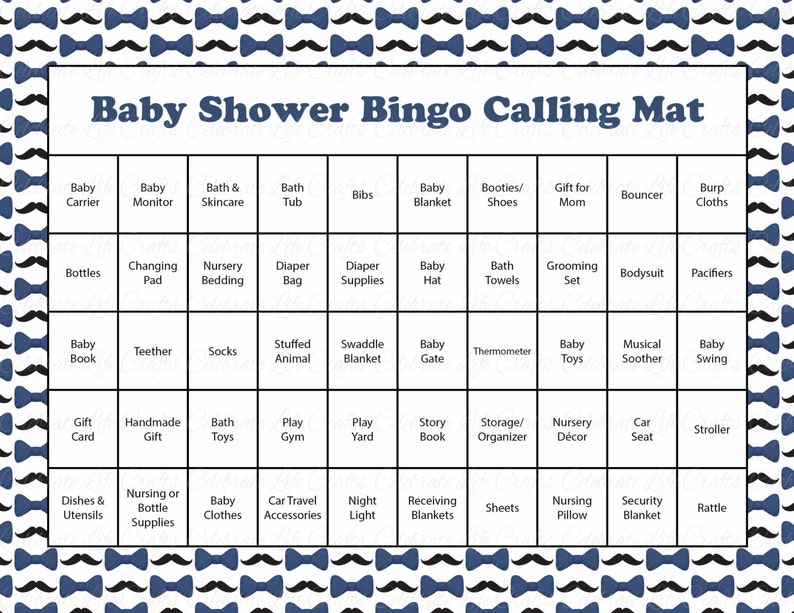 100 Little Man Baby Shower Bingo Cards Prefilled Bingo Cards Boy Baby Shower Game Navy Blue Printable Download B1002 image 3