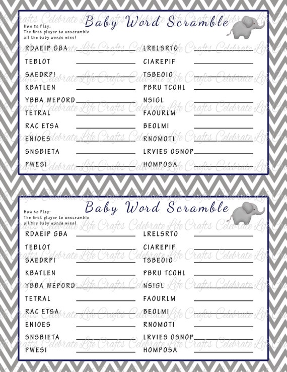 Baby Shower Word Scramble Game Printable Baby Shower Games Etsy