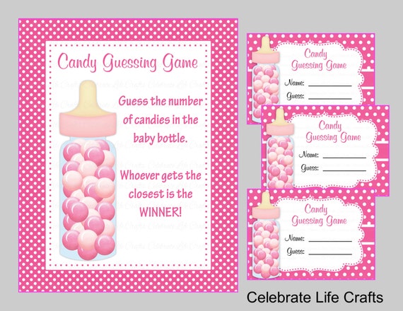 Baby Shower Printable Game Candy Jar Or Bottle Guessing Game Etsy