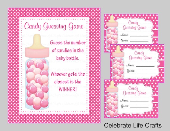 Baby Shower Printable Game Candy Jar Or Bottle Guessing Game Etsy