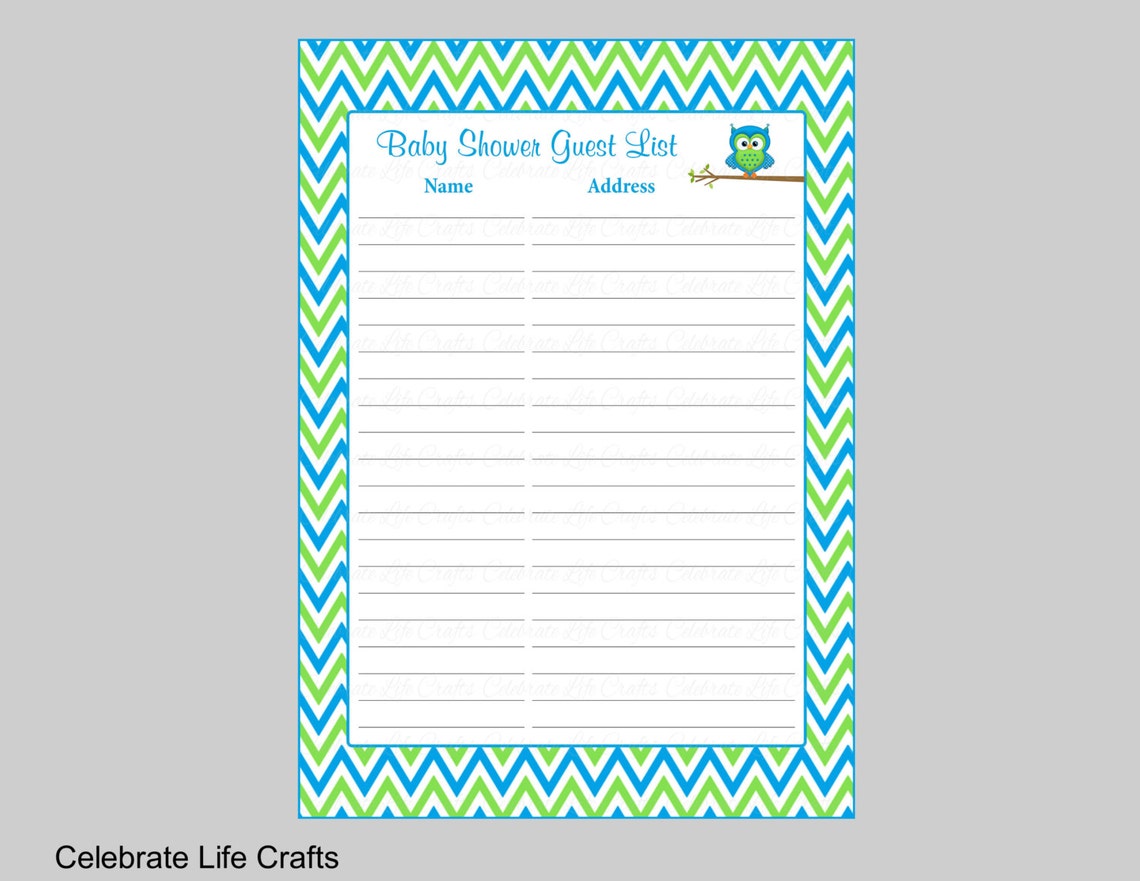 Baby Shower Guest List Printable Sign in Sheet With Address for Thank ...